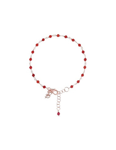 Bracelet Bronzallure En Agate Rouge Et Or Rose