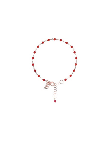 Bracelet Bronzallure En Agate Rouge Et Or Rose