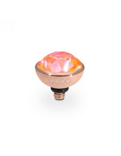 BOTTONE Top 10mm QUDO Crystal Orange Glow Delite Acier Rose