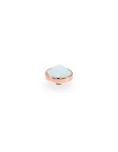 Bocconi Flat Top 9mm QUDO White Opal Acier Rose