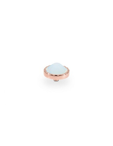 Bocconi Flat Top 9mm QUDO White Opal Acier Rose