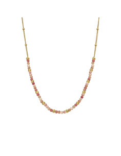 Collier Argent Doré Et Quartz Rose Fraise ORUS
