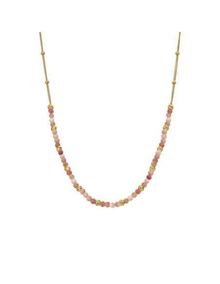 Collier Argent Doré Et Quartz Rose Fraise ORUS
