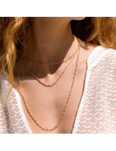 Collier Argent Doré Et Quartz Rose Fraise ORUS 2
