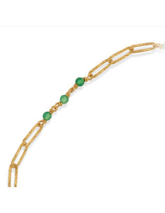 Bracelet Argent Doré Et Pierres Naturelles Onyx Vert 2