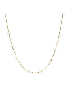 Collier Argent Doré Et Perles Naturelles Blanches
