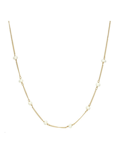 Collier Argent Doré Et Perles Naturelles Blanches