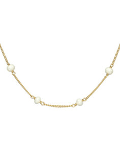 Collier Argent Doré Et Perles Naturelles Blanches 2