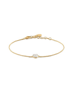 Bracelet Souple Coeur Montmartre En Argent Doré Et Oxydes
