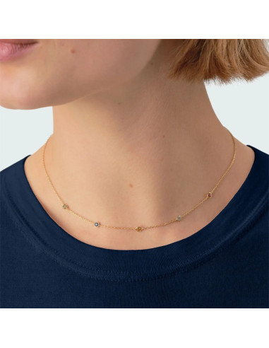 Collier Ras Du Cou Multicolore Brillant De Agatha En Argent Doré