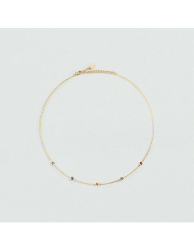 Collier Ras Du Cou Multicolore Brillant De Agatha En Argent Doré