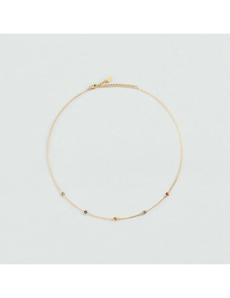 Collier Ras Du Cou Multicolore Brillant De Agatha En Argent Doré
