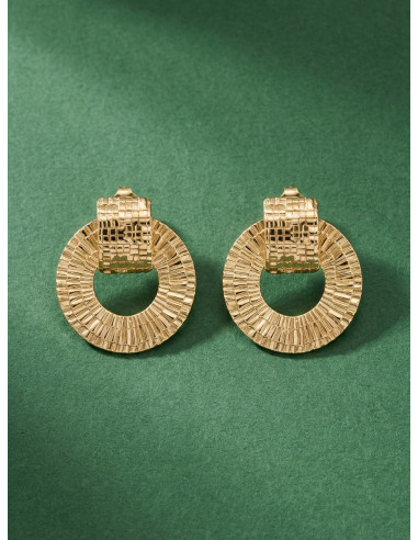 Boucles D'oreilles Tesselle De Saunier En Plaqué Or