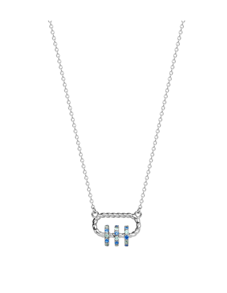 Collier Ourlet En Argent Et Oxydes Bleus SAUNIER