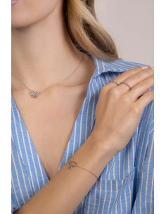 Collier Ourlet En Argent Et Oxydes Bleus SAUNIER 2