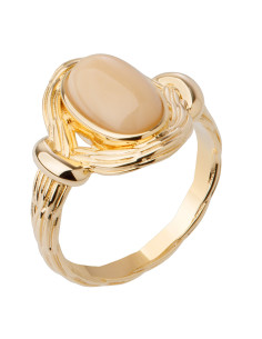 Bague Torsade Saunier En Résine Beige Et Plaqué Or