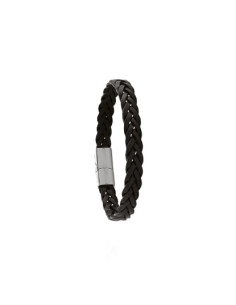 Bracelet Tressé Natho De Jourdan En Cuir Noir