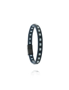 Bracelet Mael De Jourdan En Cuir Bleu Et Cordelette Bleue