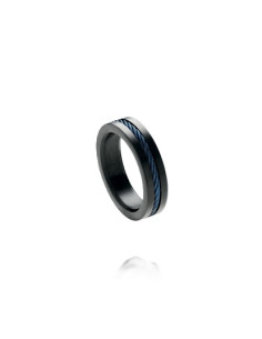 Bague Titan De Jourdan En Acier Et Câble Bleu