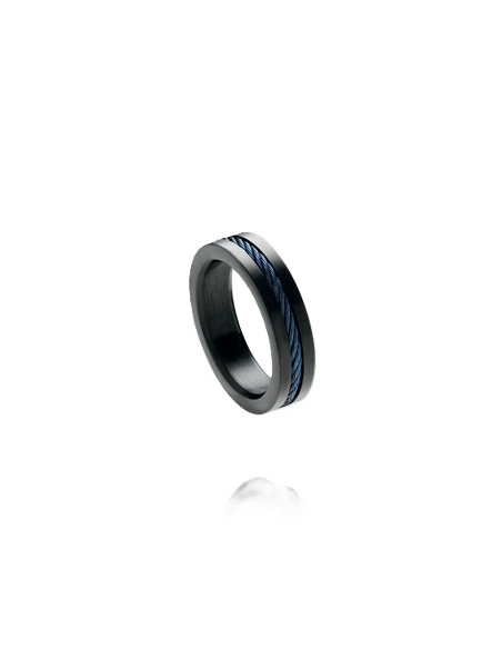 Bague Titan De Jourdan En Acier Et Câble Bleu