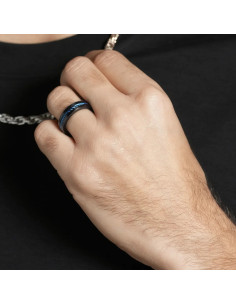 Bague Titan De Jourdan En Acier Et Câble Bleu 2
