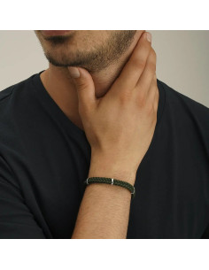 Bracelet Loan De Jourdan En Acier Et Cordelette Verte 2