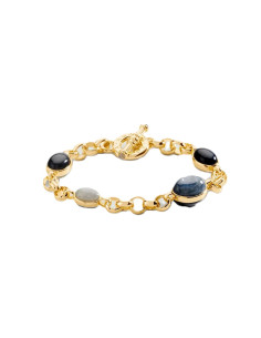 Bracelet Souple La Riviera De Agatha En Laiton Doré Et Pierres Bleues