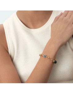 Bracelet Souple La Riviera De Agatha En Laiton Doré Et Pierres Bleues 2