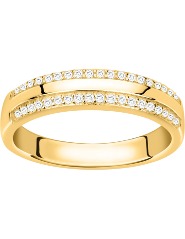Bague 2 rangs En Plaqué Or Et Oxydes Blancs