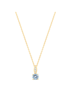 Collier Plaqué Or Avec Un Oxyde Bleu Topaze