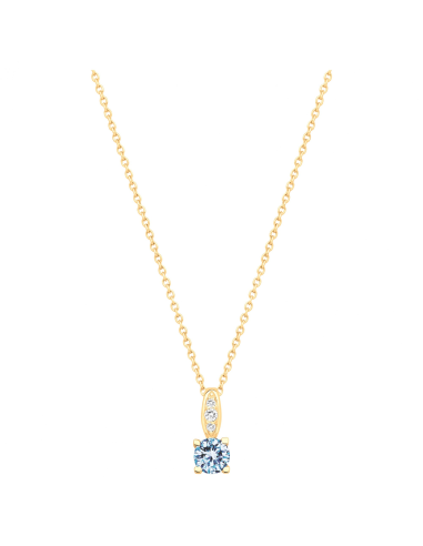 Collier Plaqué Or Avec Un Oxyde Bleu Topaze