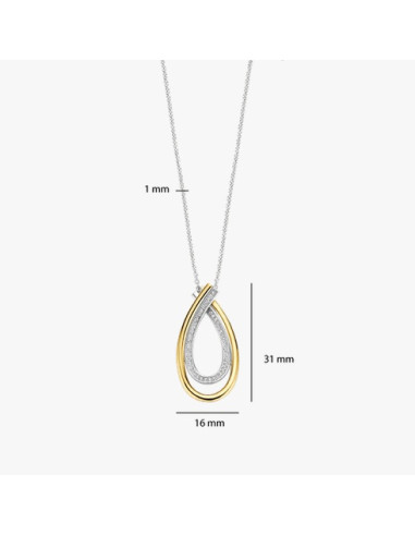 Collier Forme Goutte En Argent Et Plaqué Or De Ti Sento