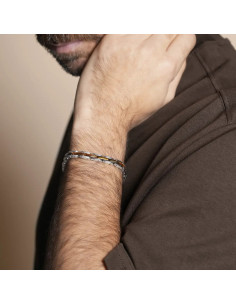 Bracelet Lyre En Acier Et Oeil De Tigre De Jourdan 2