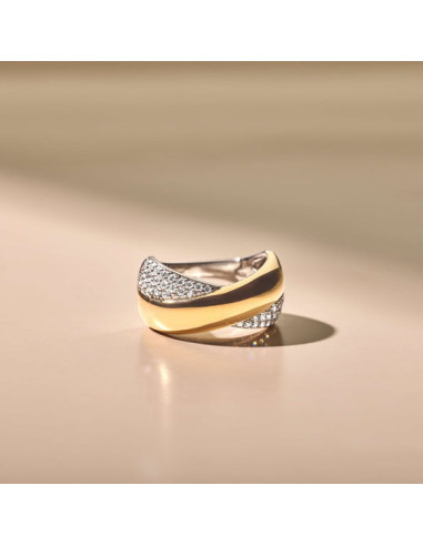 Bague Large Crossover Ti Sento En Argent Et Plaqué or