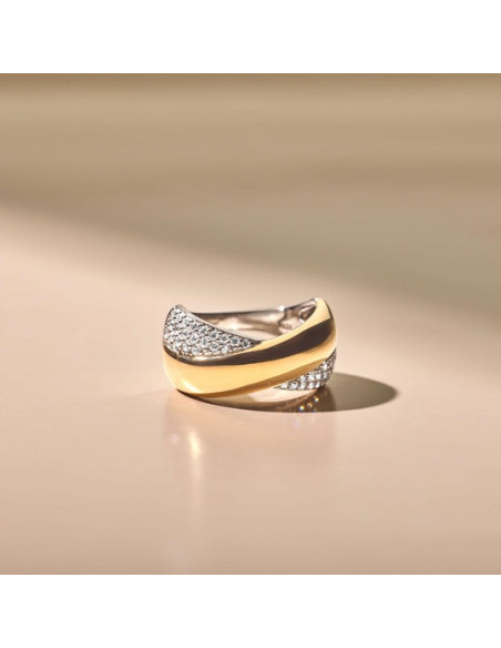 Bague Large Crossover Ti Sento En Argent Et Plaqué or