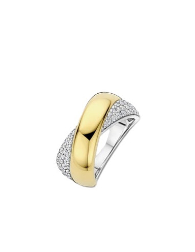 Bague Large Crossover Ti Sento En Argent Et Plaqué Or Et Zirconium