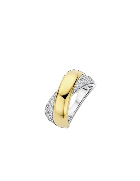Bague Large Crossover Ti Sento En Argent Et Plaqué Or Et Zirconium