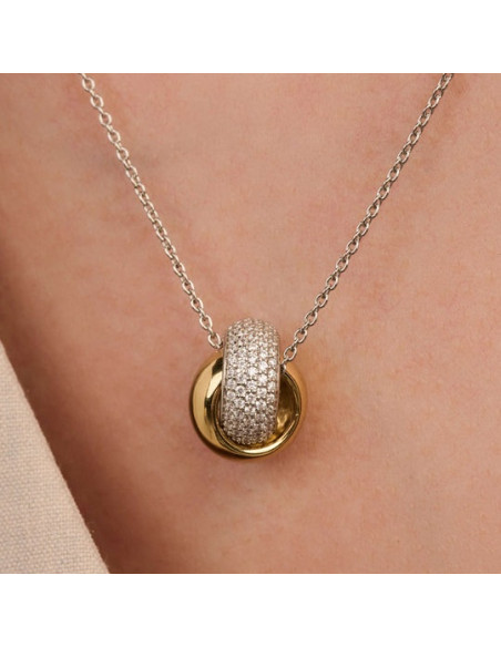 Collier Crossover De Tisento En Argent Plaqué Or Et Zirconium