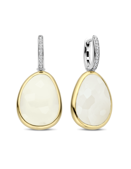 Boucles D'oreilles Ti Sento Drop En Plaqué Or ,Nacre Et Oxydes