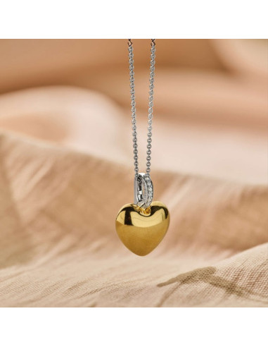 Collier Coeur Ti Sento En Argent Et Plaqué Or