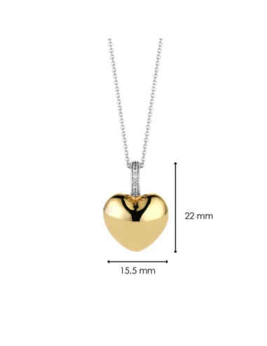 Collier Coeur Ti Sento En Argent Et Plaqué Or