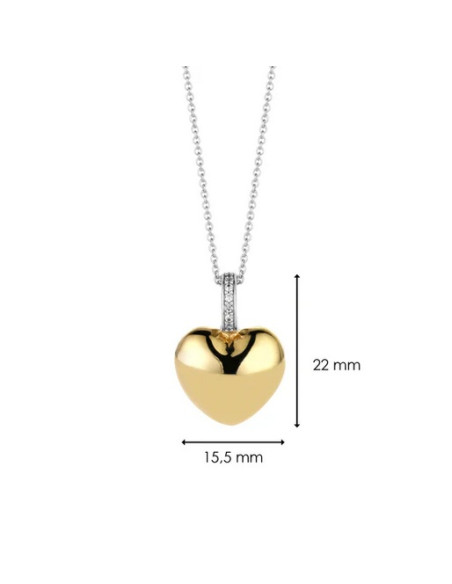 Collier Coeur Ti Sento En Argent Et Plaqué Or