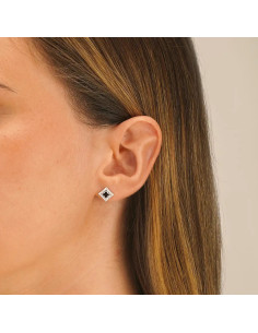 Boucles D'oreilles Losange CHARLES GARNIER En Argent Et Agate Noir 2