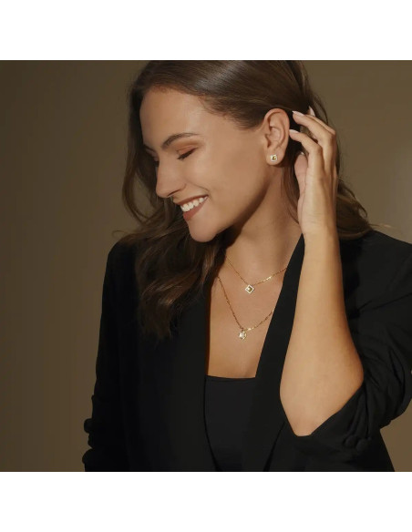 Boucles D'oreilles Puces De CHARLES GARNIER Argent Doré Losange