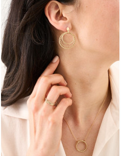 Boucle d'Oreilles Tango De Saunier En Plaqué Or 2