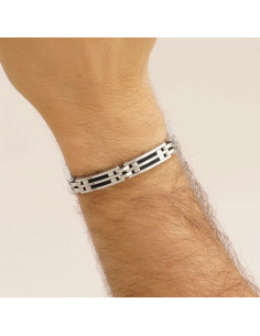 Bracelet Acier Priam Bicolore Acier Et Bleu De Jourdan JH110024B 2