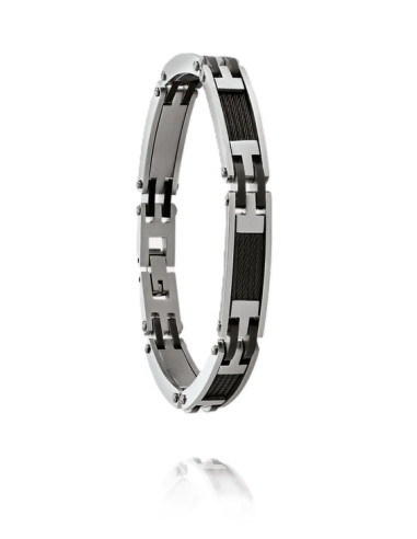 Bracelet Acier ZÉPHIR  Bicolore Noir De Jourdan