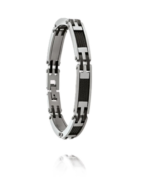 Bracelet Acier ZÉPHIR  Bicolore Noir De Jourdan