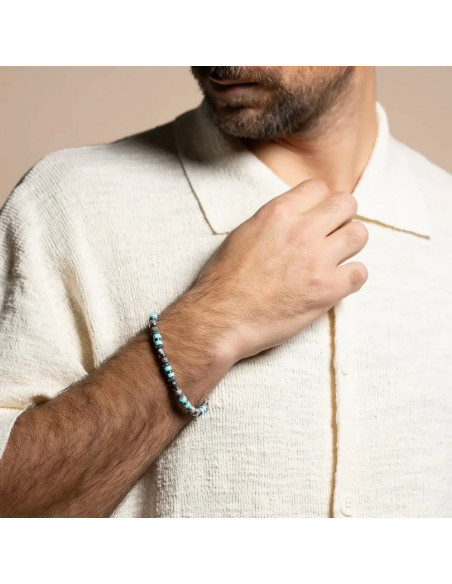 Bracelet Azor De Jourdan En Jaspe, Turquoise Et Hématite