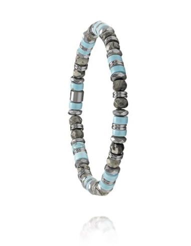 Bracelet Azor De Jourdan En Jaspe, Turquoise Et Hématite